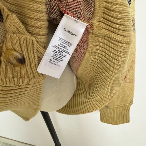 Burberry Beige Wool-Blend Check Cardigan - Picture 12 of 12